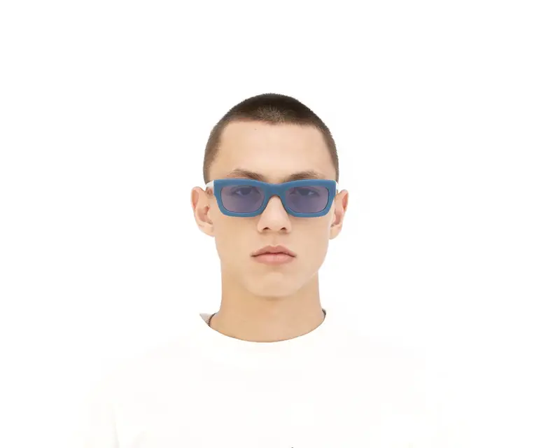 Marni Unisex Kawasan Falls Blue Havana JB0 Occhiali da sole Acetato Blu Blu Squadrata Normale miniatura 2