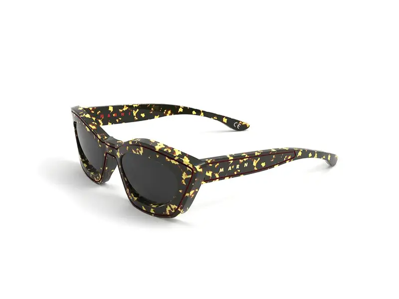 Marni Unisex Kea Island Havana FII Occhiali da sole Acetato Havana scuro Nero Cat Eye Normale