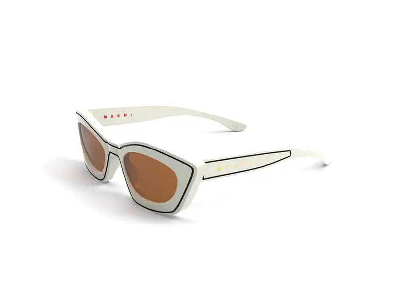 Marni Unisex Kea Island Panna EXS Occhiali da sole Acetato Bianco Marrone Cat Eye Normale