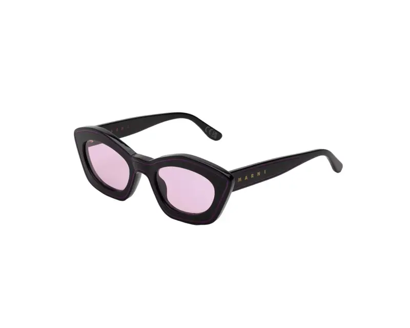Marni Unisex Kea Island Royal Purple 9C4 Occhiali da sole Acetato Nero Viola Cat Eye Normale
