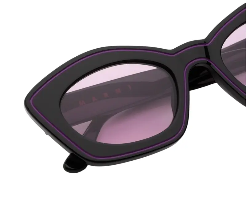 Marni Unisex Kea Island Royal Purple 9C4 Occhiali da sole Acetato Nero Viola Cat Eye Normale miniatura 2