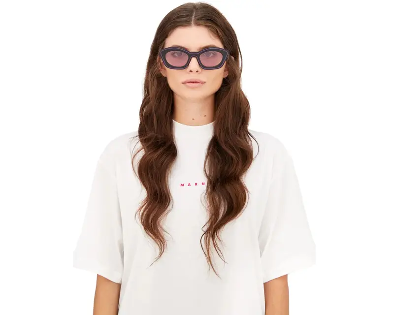 Marni Unisex Kea Island Royal Purple 9C4 Occhiali da sole Acetato Nero Viola Cat Eye Normale miniatura 3