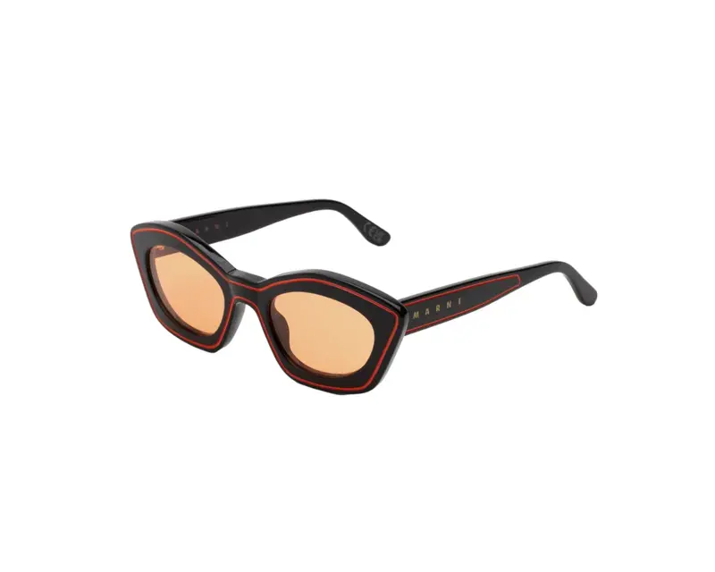 Marni Unisex Kea Island Tangerine Orange KAK Occhiali da sole Acetato Nero Arancione Cat Eye Normale