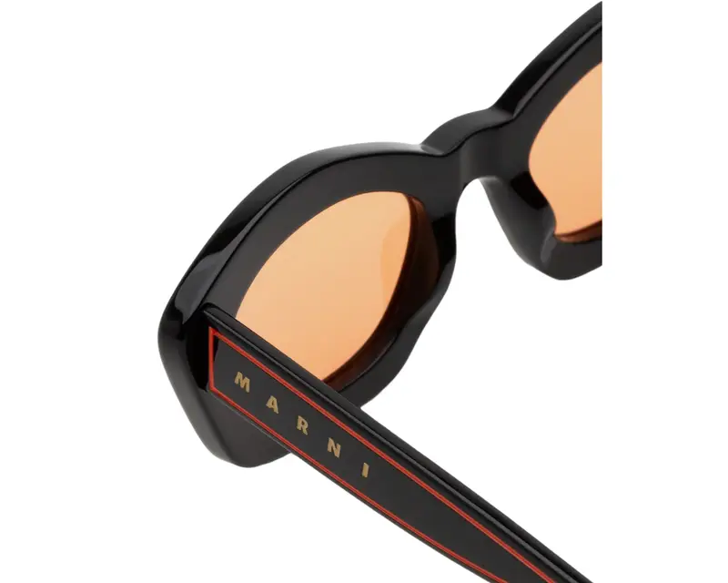 Marni Unisex Kea Island Tangerine Orange KAK Occhiali da sole Acetato Nero Arancione Cat Eye Normale miniatura 2
