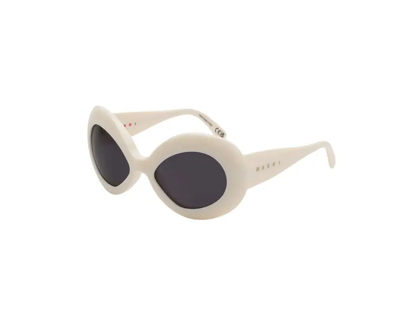 Marni Unisex Lake Of Fire Off-White 71D Occhiali da sole Acetato Bianco Grigio Oversize Normale