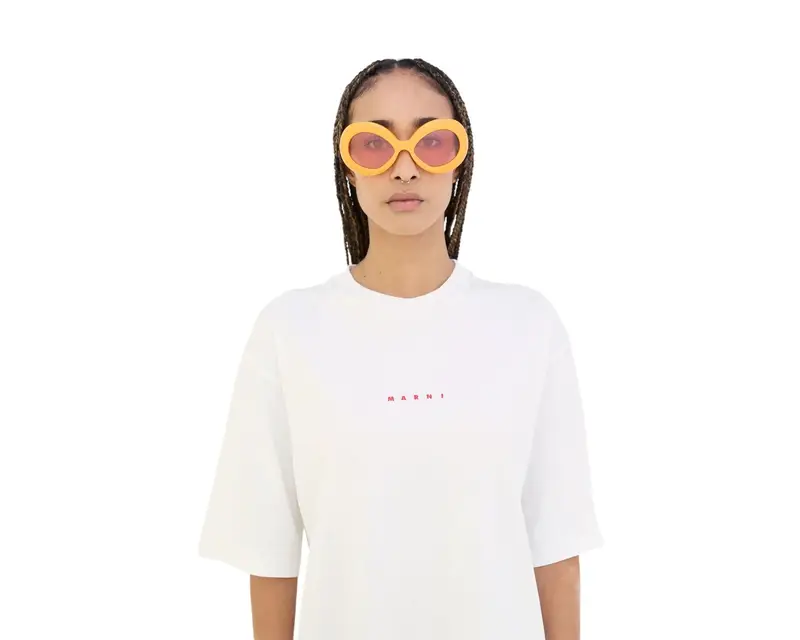Marni Unisex Lake Of Fire Orange ONE Occhiali da sole Acetato Arancione Rosa Oversize Normale miniatura 3