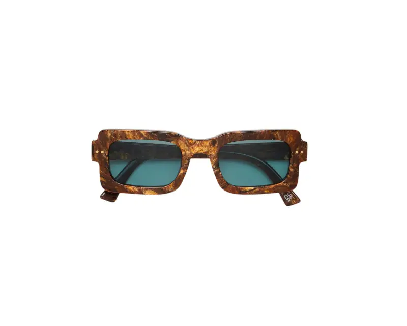 Unisex Lake Vostok Radica CQ0 Occhiali da sole Acetato Marrone Azzurro Squadrata Normale miniatura 2