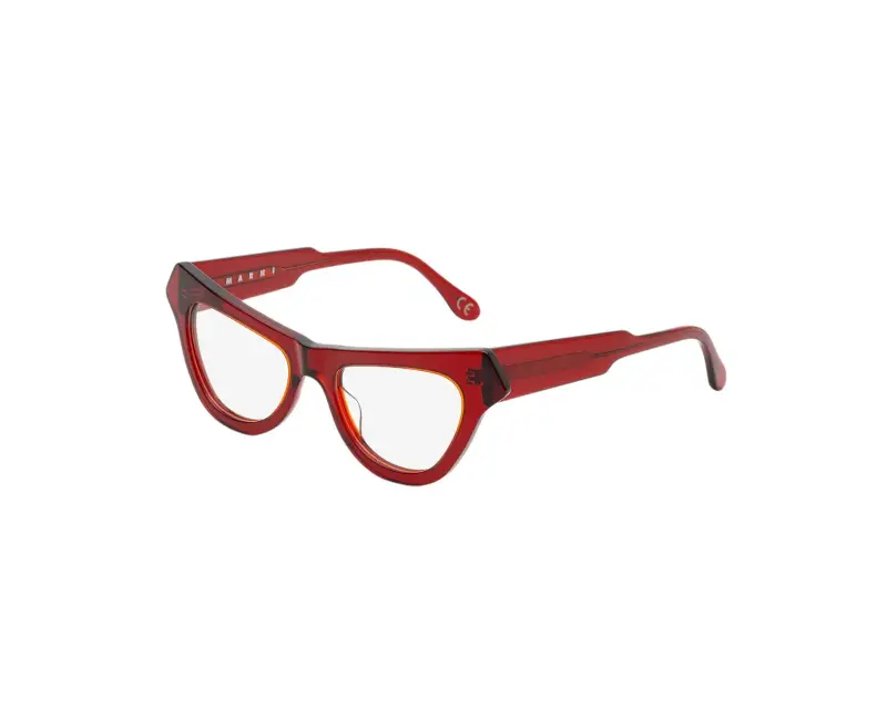 Unisex Marni 11E Jeju Island Red Montature da vista Acetato Rosso Cat Eye