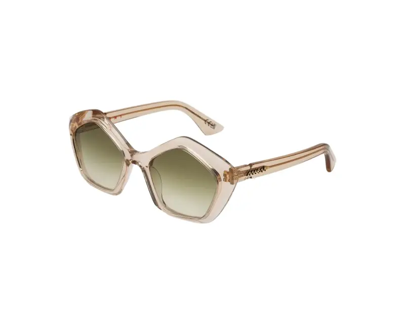 Unisex Marni 2TR Eluvi Resin Occhiali da sole Acetato Beige Verde Geometrica Normale Sfumato