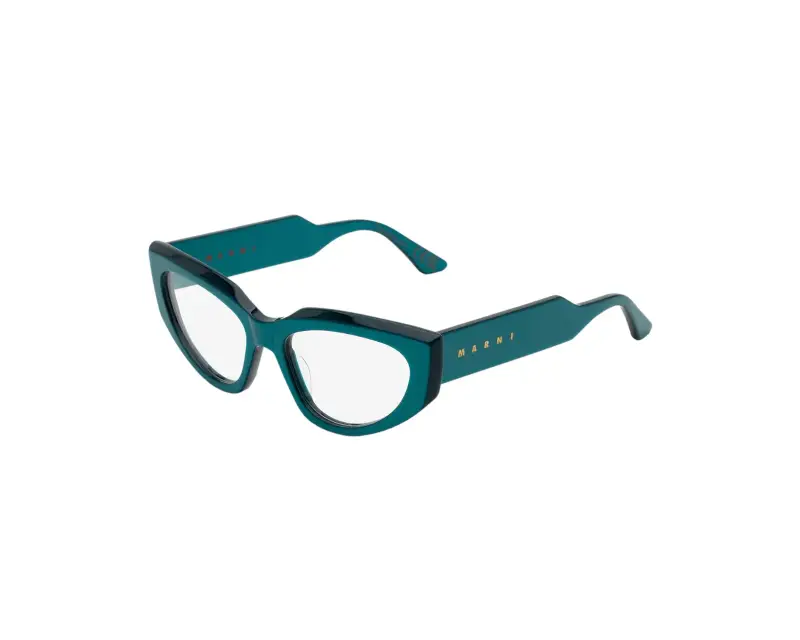 Unisex Marni 3C2 Tahat Metallic Teal Montature da vista Acetato Blu Cat Eye