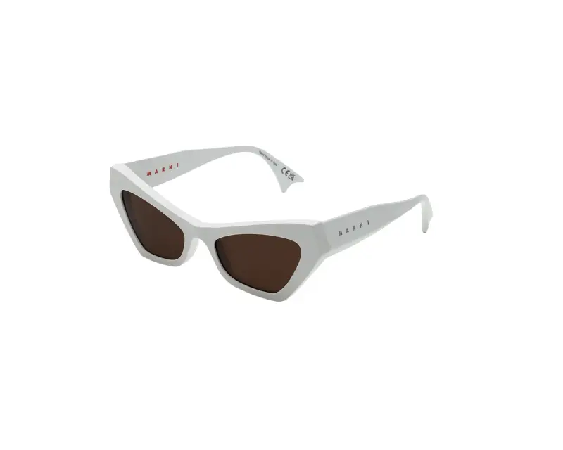 Unisex Marni 4KW Zelaryth White Occhiali da sole Acetato Bianco Marrone Geometrica