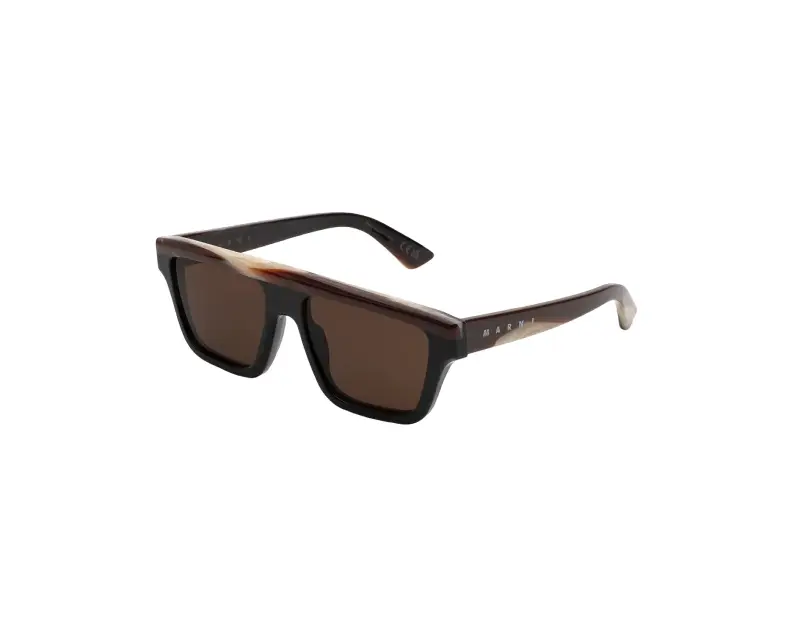 Unisex Marni 5EX Nistakari Chocolate Horn Occhiali da sole Acetato Marrone Marrone Squadrata