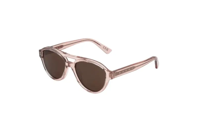 Unisex Marni 8ZT Zeanou Dusty Pink Occhiali da sole Acetato Rosa Marrone Pilot Normale