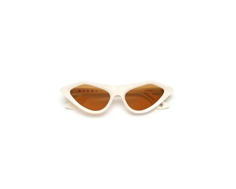 Unisex Marni 9G3 Tikbarri Cream Occhiali da sole Acetato Avorio Marrone Cat Eye miniatura 2