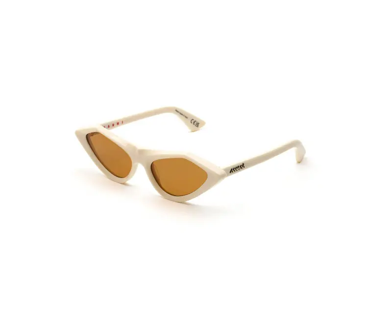 Unisex Marni 9G3 Tikbarri Cream Occhiali da sole Acetato Avorio Marrone Cat Eye