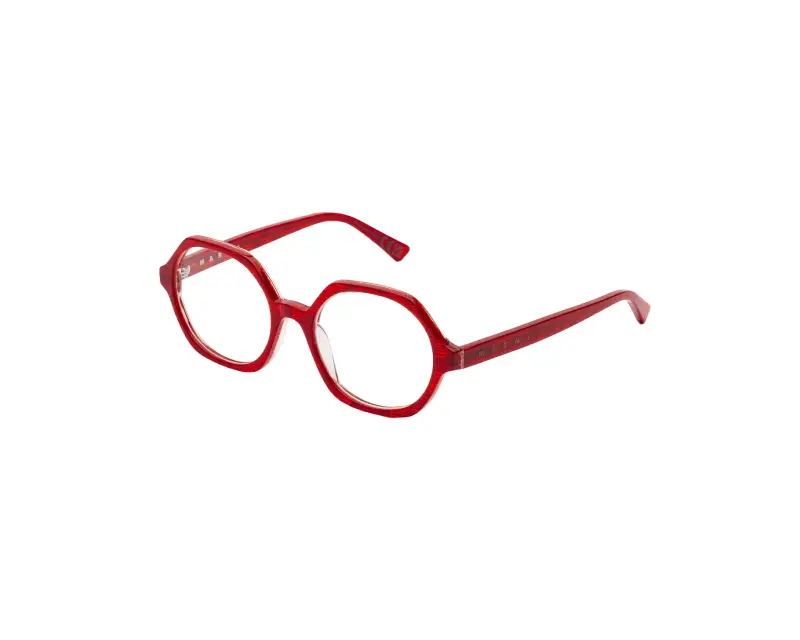 Unisex Marni 9Q3 Nabaro Red Comb Montature da vista Acetato Rosso Geometrica