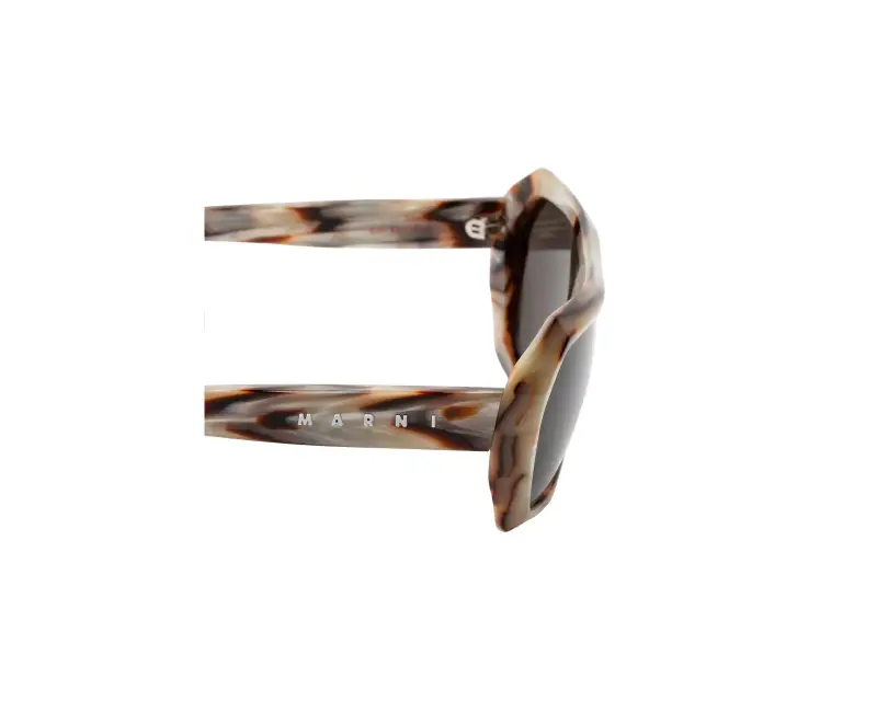Unisex Marni 9UH Dhazut Shell Occhiali da sole Acetato Marrone Grigio Squadrata Normale miniatura 3