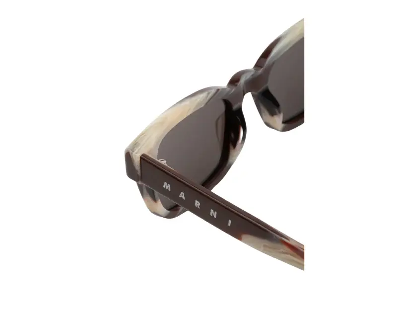 Unisex Marni A7C Floosa Chocolate Horn Occhiali da sole Acetato Marrone Grigio Squadrata miniatura 3