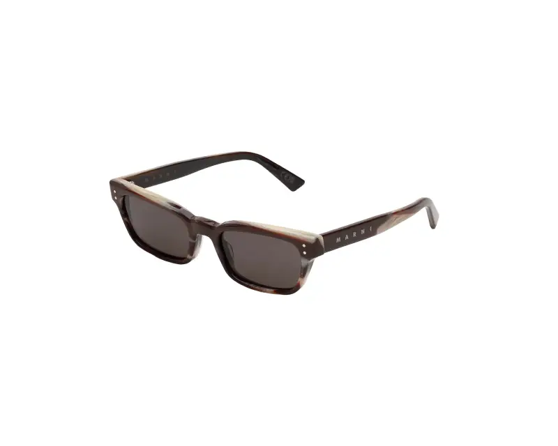 Unisex Marni A7C Floosa Chocolate Horn Occhiali da sole Acetato Marrone Grigio Squadrata