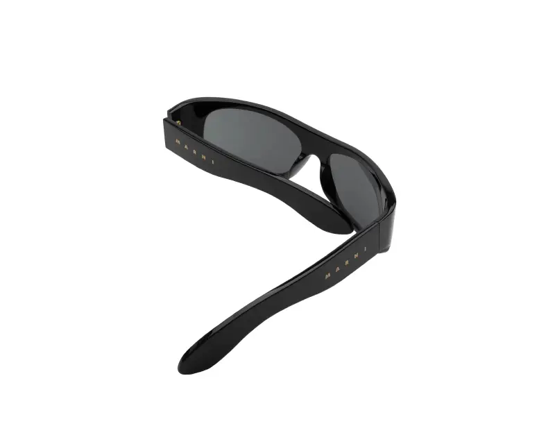 Unisex Marni B8R Uailus Black Occhiali da sole Acetato Nero Nero Avvolgente miniatura 3