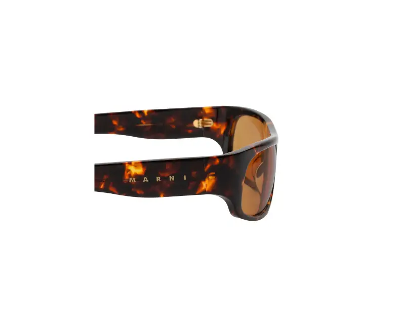 Unisex Marni D28 Uailus Burnt Havana Occhiali da sole Acetato Havana Marrone Avvolgente miniatura 3