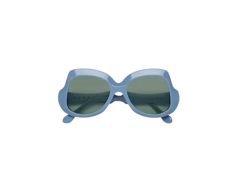 Unisex Marni D3B Quelyfish Blue/Grey Occhiali da sole Acetato Blu Verde Geometrica miniatura 2