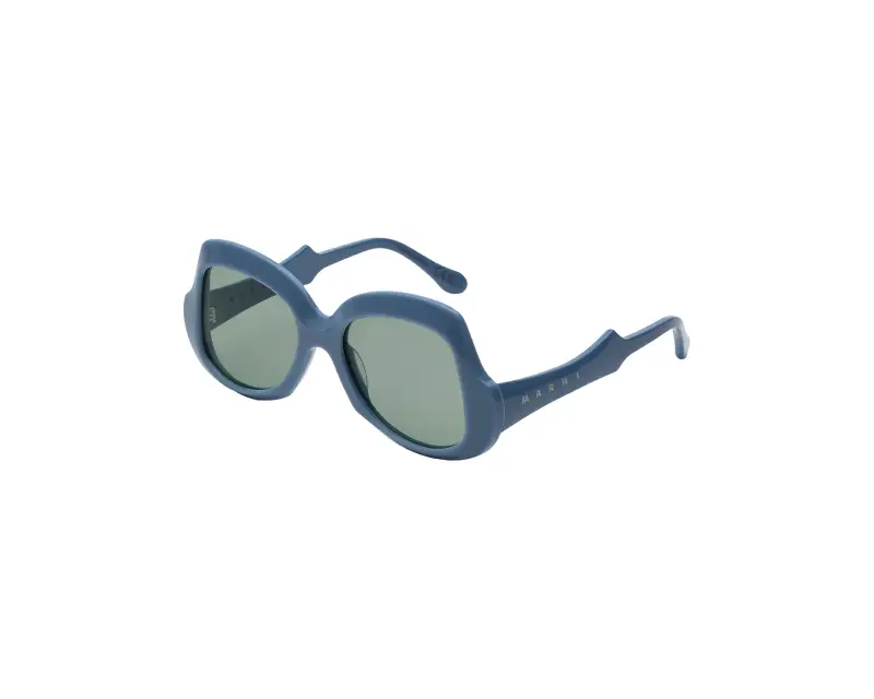 Unisex Marni D3B Quelyfish Blue/Grey Occhiali da sole Acetato Blu Verde Geometrica