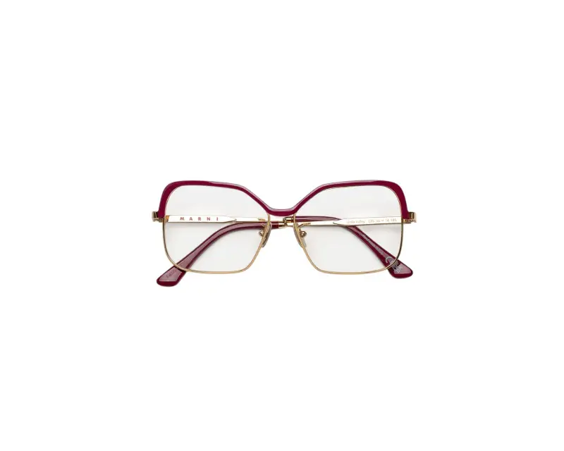 Unisex Marni E8S Unila Valley Optical Burgundy Gold Montature da vista Metallo Oro Squadrata miniatura 2