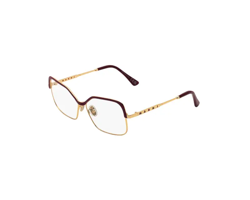 Unisex Marni E8S Unila Valley Optical Burgundy Gold Montature da vista Metallo Oro Squadrata