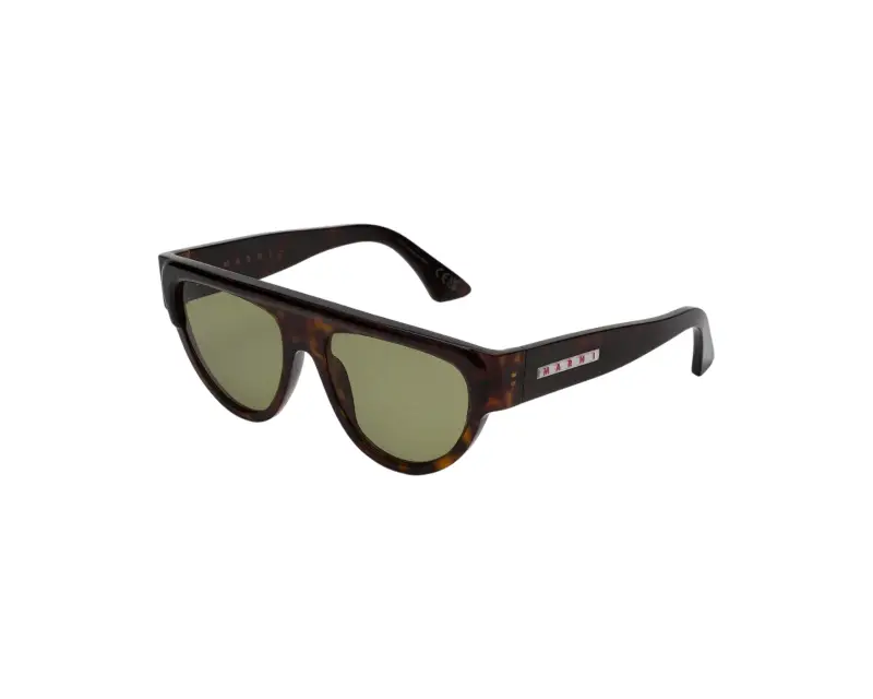 Unisex Marni EML Ziruna Dark Havana Occhiali da sole Acetato Havana Verde Pilot Normale