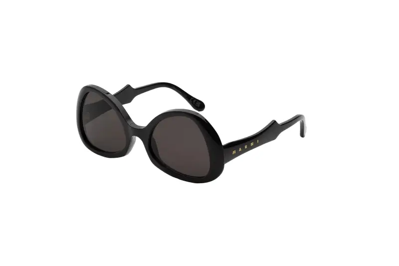 Unisex Marni GML Anu Ohia Black Occhiali da sole Acetato Nero Nero Geometrica Normale
