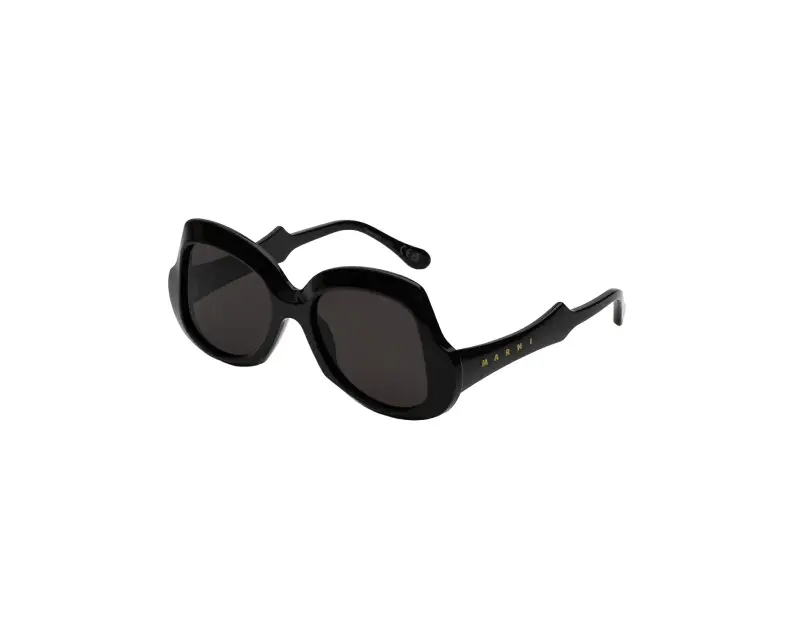 Unisex Marni IE4 Quelyfish Black Occhiali da sole Acetato Nero Nero Geometrica