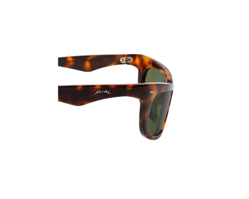 Unisex Marni Isamu Havana 9FD Occhiali da sole Acetato Havana Verde Avvolgente Normale miniatura 3