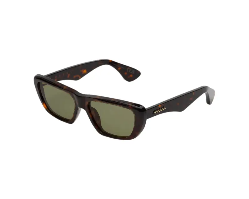 Unisex Marni J2Z Jimura Dark Havana Occhiali da sole Acetato Havana Verde Squadrata Normale