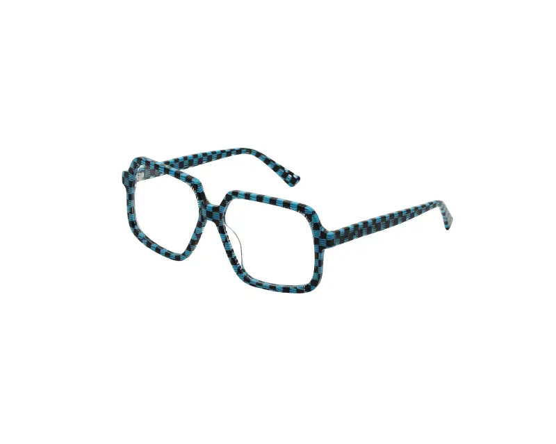Unisex Marni K7G Arixo Blue/Black Checks Montature da vista Acetato Blu Squadrata