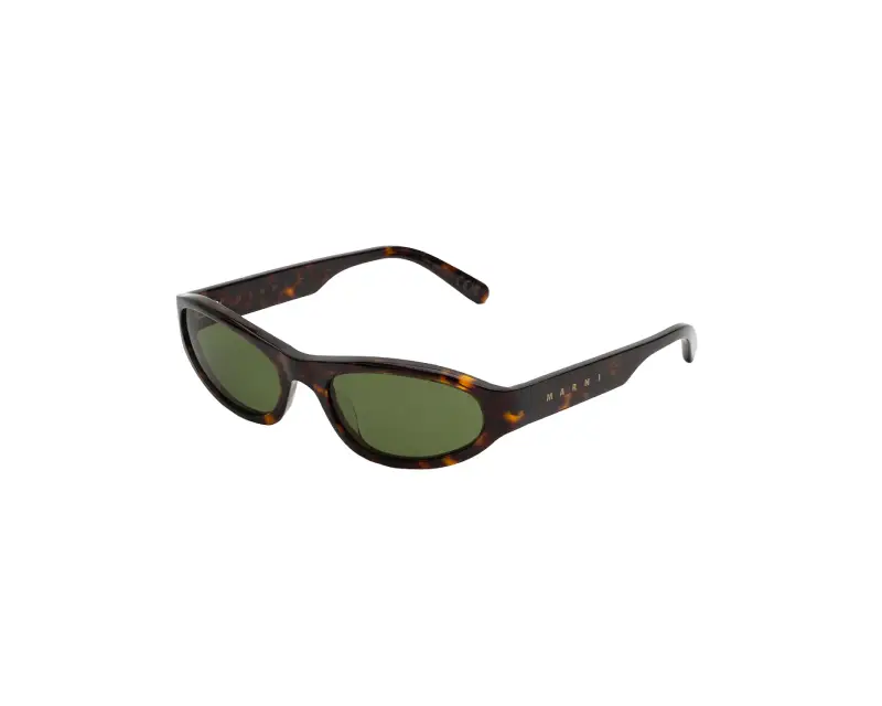 Unisex Marni K86 Yozamei 3627 Occhiali da sole Acetato Havana Verde Avvolgente