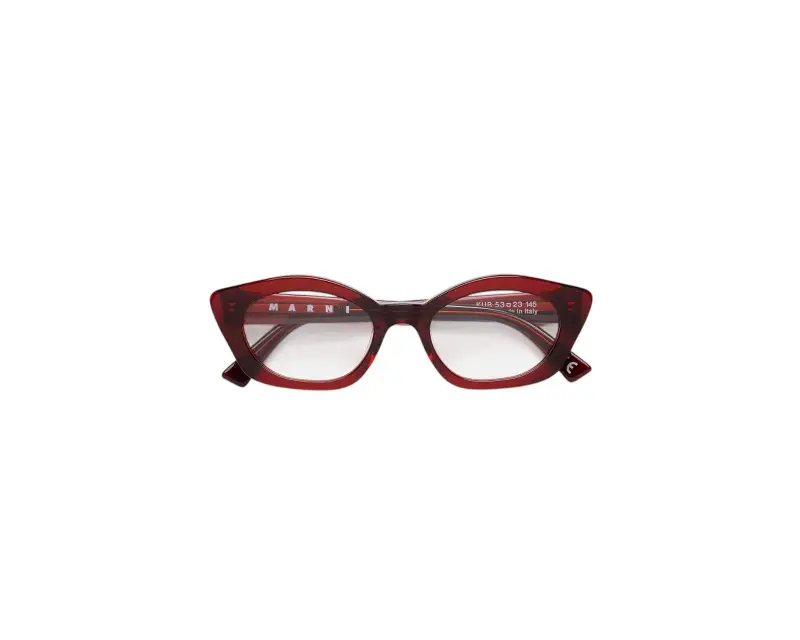 Unisex Marni KUB Kea Island Optical Montature da vista Acetato Bordeaux Cat Eye miniatura 2