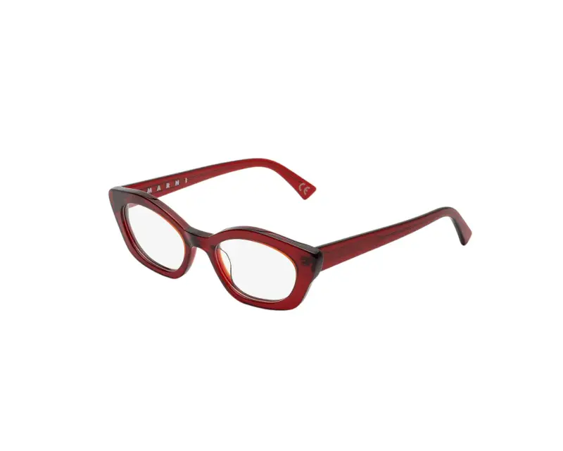 Unisex Marni KUB Kea Island Optical Montature da vista Acetato Bordeaux Cat Eye