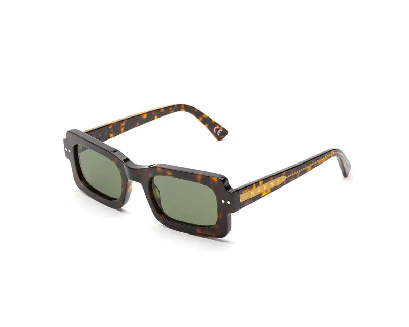 Unisex Marni Lake Vostok Havana 3627 P91 Occhiali da sole Acetato Havana Verde Squadrata Normale