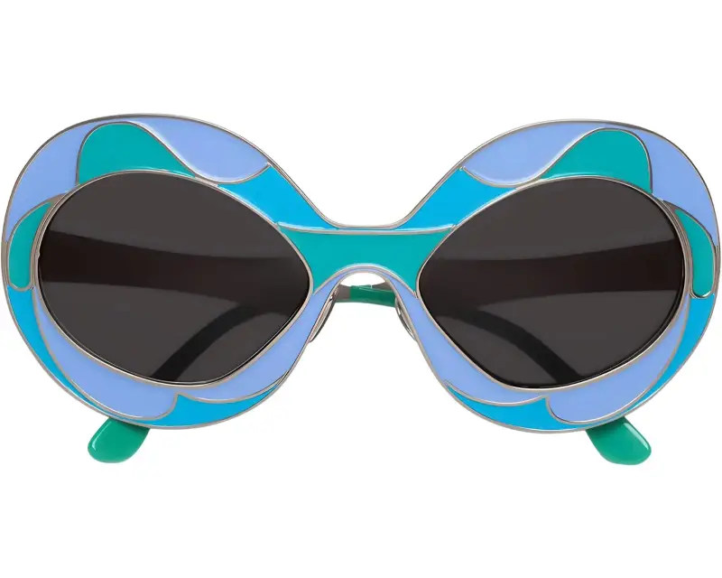 Unisex Marni Land of Revelations Fontana GCM Occhiali da sole Metallo Blu Grigio Oversize Normale miniatura 2