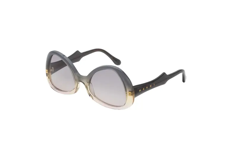 Unisex Marni LMP Anu Ohia Yellow Faded Occhiali da sole Acetato Grigio Fumo Geometrica Normale