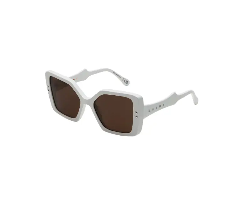 Unisex Marni LN4 Nimrela White Occhiali da sole Acetato Bianco Marrone Squadrata Normale