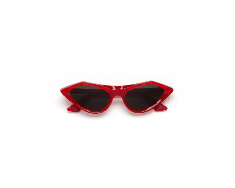 Unisex Marni LRE Tikbarri Red Comb Occhiali da sole Acetato Rosso Nero Cat Eye miniatura 2