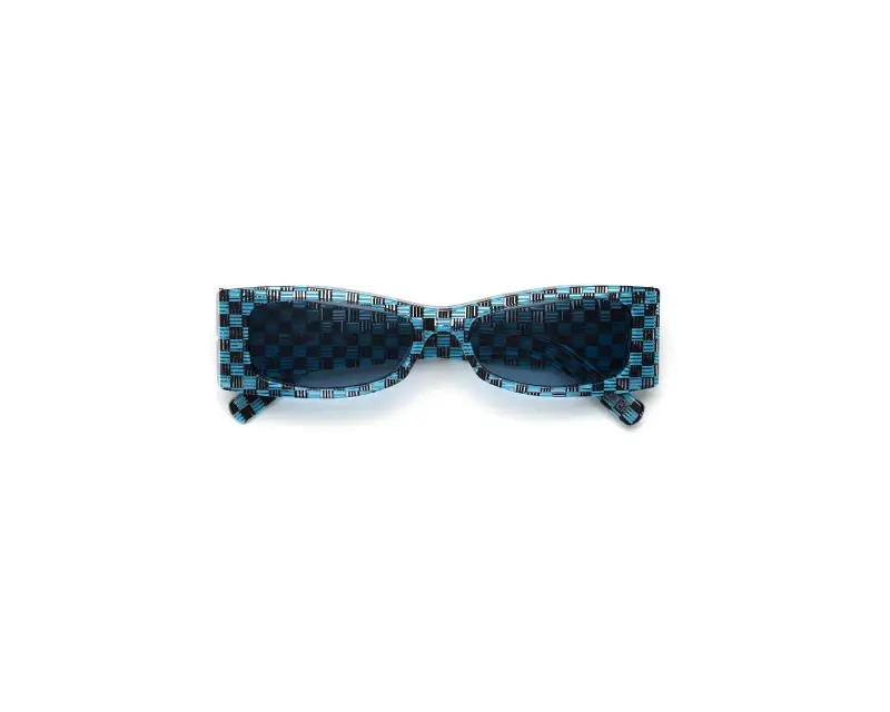 Unisex Marni OAY Zokoa Blue/Black Checks Occhiali da sole Acetato Blu Blu Squadrata miniatura 2