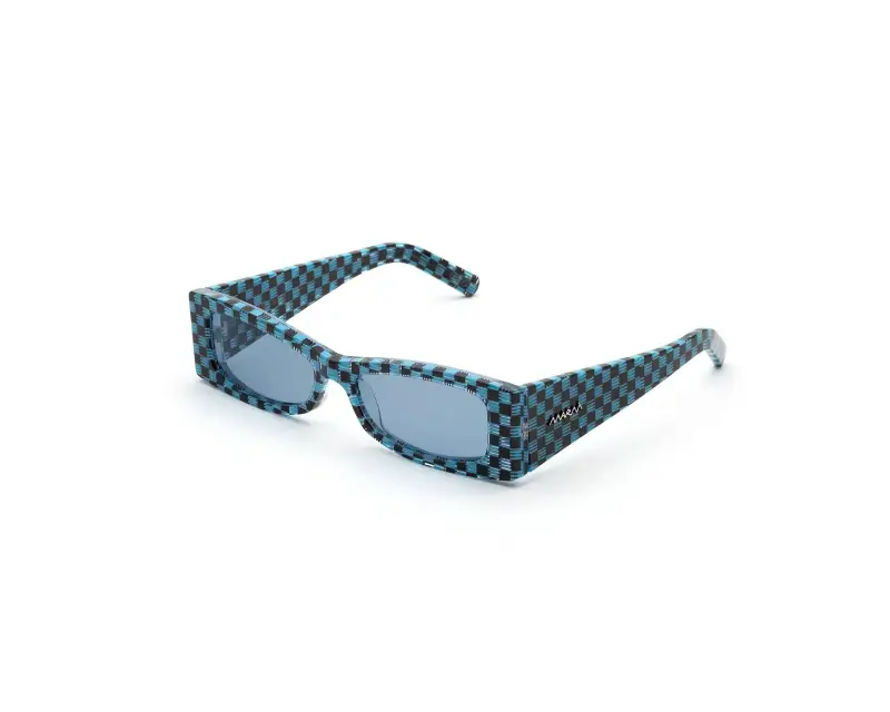 Unisex Marni OAY Zokoa Blue/Black Checks Occhiali da sole Acetato Blu Blu Squadrata
