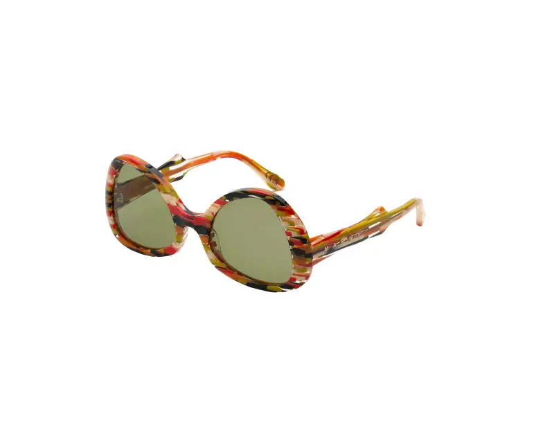 Unisex Marni P1R Anu Ohia Stripes Occhiali da sole Acetato Fantasia Verde Geometrica Normale