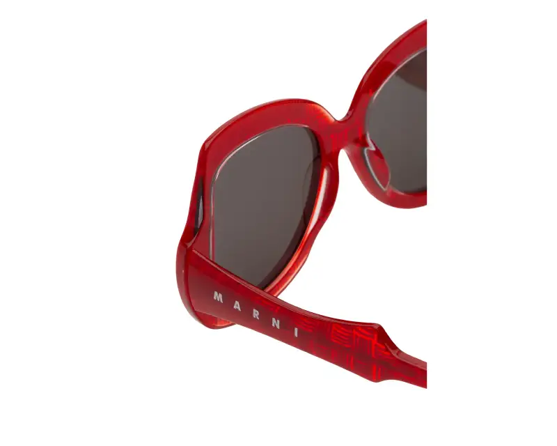 Unisex Marni PS8 Quelyfish Red Comb Occhiali da sole Acetato Rosso Nero Geometrica miniatura 3
