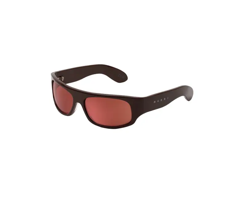 Unisex Marni QQ4 Uailus Brown Occhiali da sole Acetato Marrone Bordeaux Avvolgente