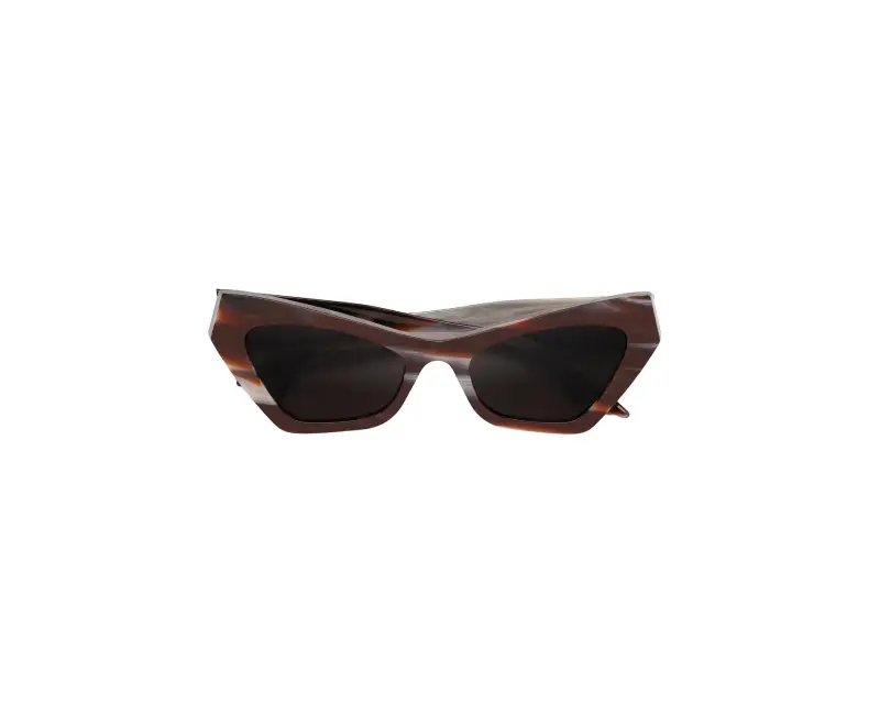 Unisex Marni TG2 Zelaryth Chocolate Horn Occhiali da sole Acetato Marrone Marrone Geometrica miniatura 2