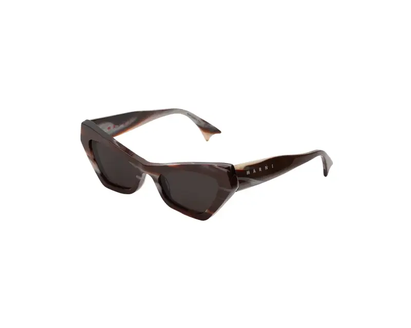 Unisex Marni TG2 Zelaryth Chocolate Horn Occhiali da sole Acetato Marrone Marrone Geometrica